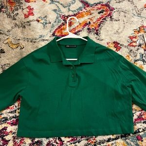 ZARA Cropped button up top